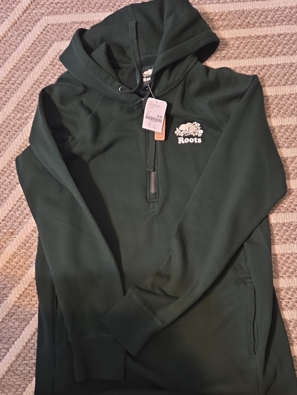Roots Woman's Dark Green Half-Zip Hoodie Dress